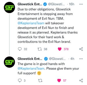 Glowstick Entertainment Post Over Evil Nun PC Issue